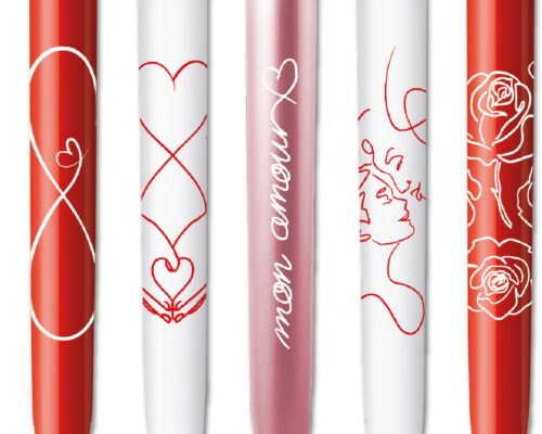 saint valentin : le retour des cartes. stylos bic  » mon amour ». des cadeaux pour moi, mon chien ou ma moitié ?