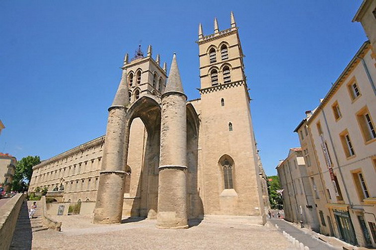 Montpellier. Porche de la cathédrale St Pierre.