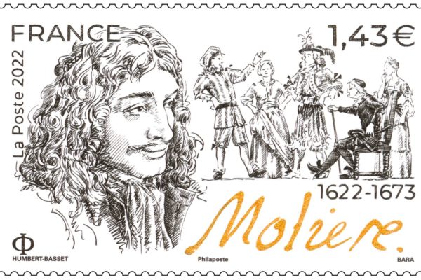 le timbre du 400 ème anniversaire de la naissance de molière. la poste