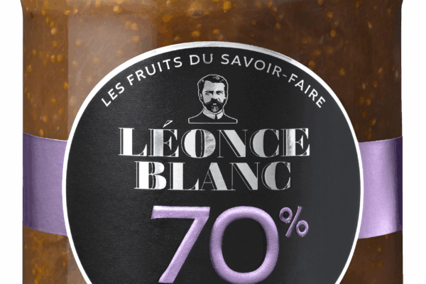 70 % de fruits seulement pour les confitures premium léonce blanc.